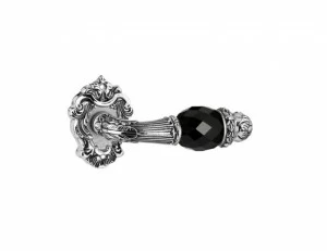 0R7441.N00.53 Набор дверных ручек на розах с черными кристаллами swarovski Хром с черной патиной