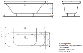 Ванна акриловая 180x80 Keramag Acanto Duo 554.007.01.1  - Вид №3
