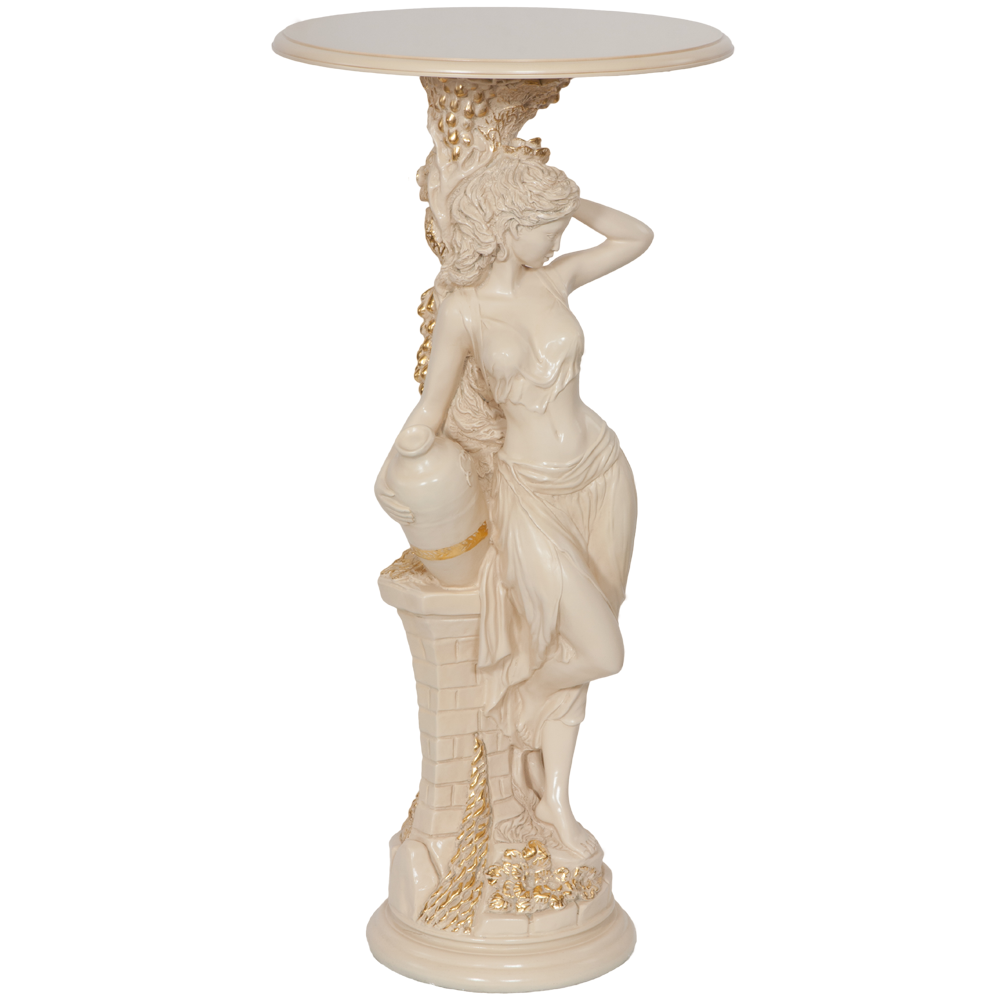 13055 BOGACHO Подставка декоративная Девушка с кувшином Айвори мрамор / ЛМДФ 11486 