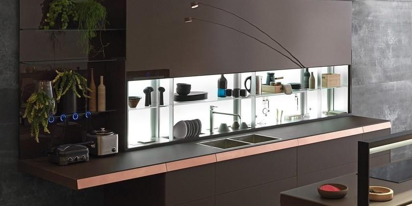 VALCUCINE Кухня из непрозрачного стекла Mocaccino с медным ящиком Genius loci sun-id-1380834 - Вид №7