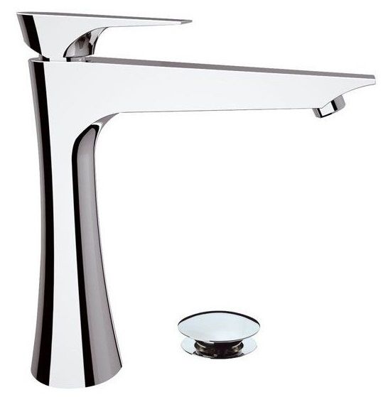 DV607-CR Daniel Diva, высокий однорычажный смеситель для раковины, с донным клапаном click-clack, цвет хром Santreyd