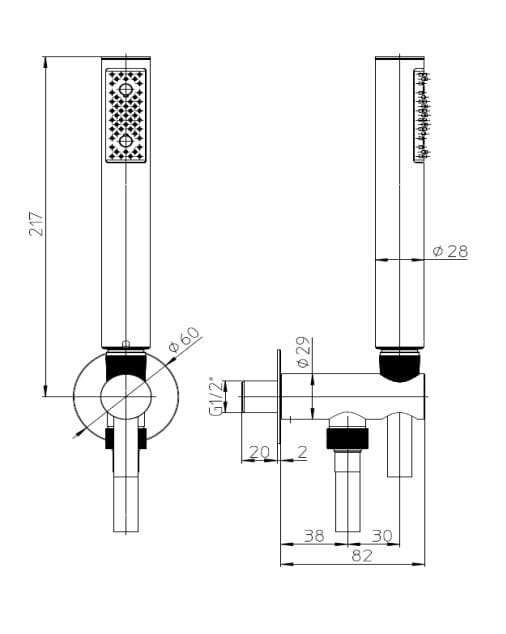 Ручной душ из нержавеющей стали с фиксированной струей Bossini NOBU-Inox AISI 316L ARCH-00084948 - Вид №4