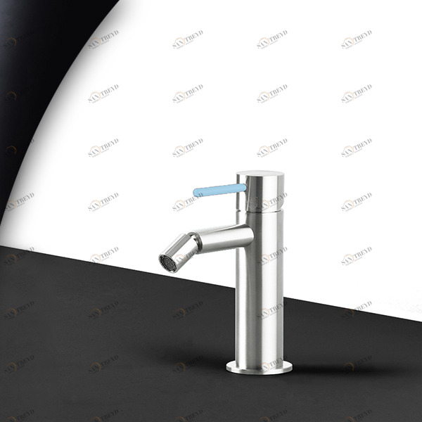 Смеситель для биде сталь глянцевая с голубой ручкой Toki Radomonte TKS4LCIL17