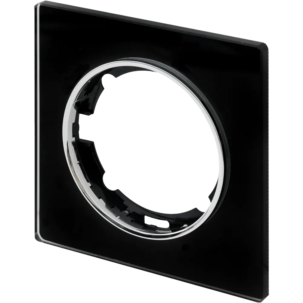 Рамка для розеток и выключателей Onekey Florence 1 пост стекло цвет черный ONEKEYELECTRO STLM-2189058 - Вид №2