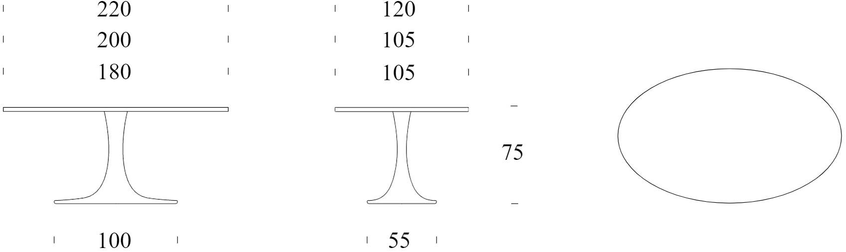 Tonin Casa Овальный стол из керамогранита  T8010  - Вид №2