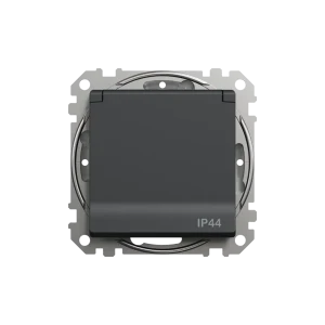 Розетка встраиваемая влагозащищенная Systeme Electric Sedna Design с крышкой IP44, цвет антрацит 84794308 STLM-2045941