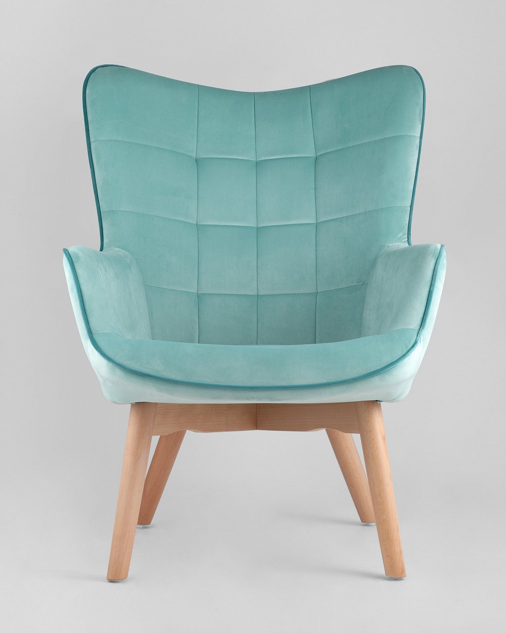 Кресло с мягкими подлокотниками мятное с деревянными ножками "Манго" STOOL GROUP ДИЗАЙНЕРСКИЕ 00-3946319 Голубой;зеленый  - Вид №2