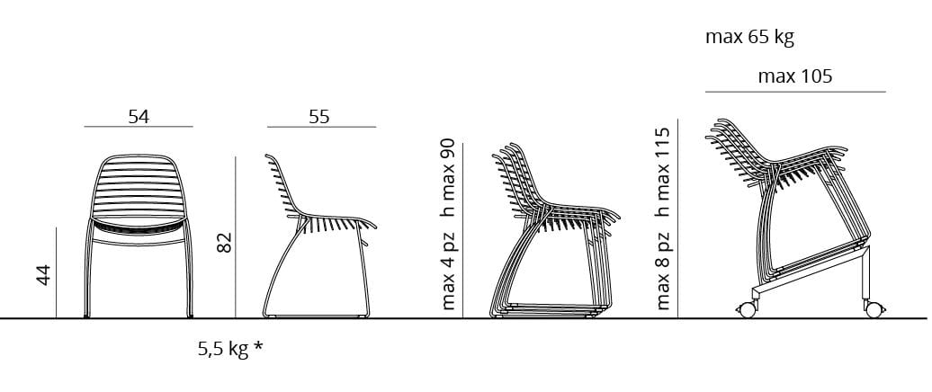 Штабелируемый стул для салазок Urbantime ECLIPSE WIRE ARCH-00039034 - Вид №7
