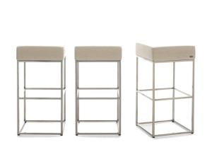 Высокий стул из кожи и стали с подставкой для ног