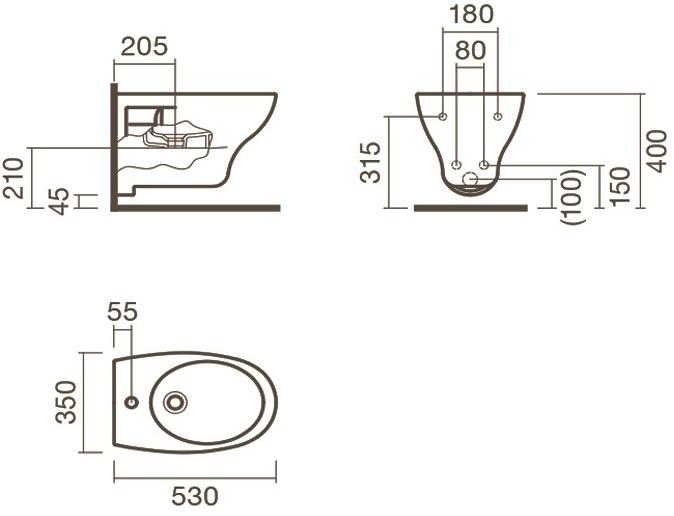 Биде подвесное Sanitana POP S10076534900000 ( PPBD3E ) - Вид №1
