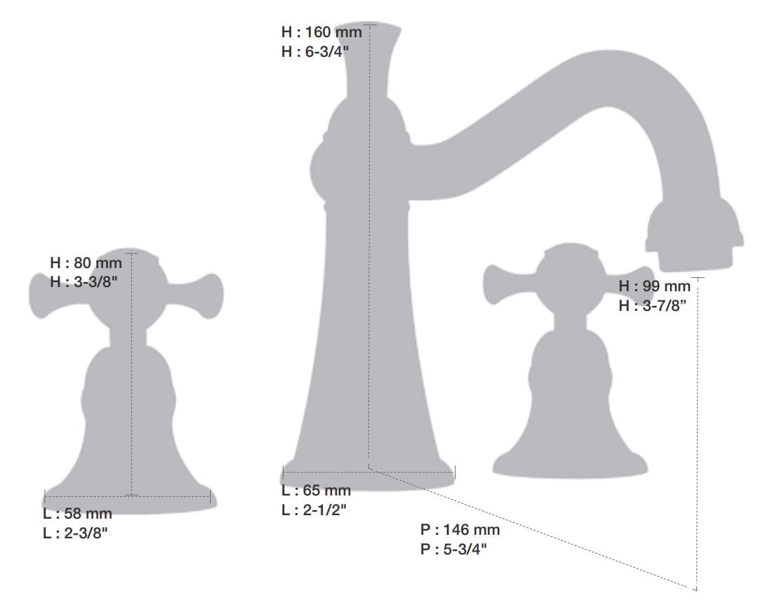 Смеситель для раковины с 3 отверстиями и отдельными розетками BARIL Eva B71 ARCH-00137992 - Вид №2