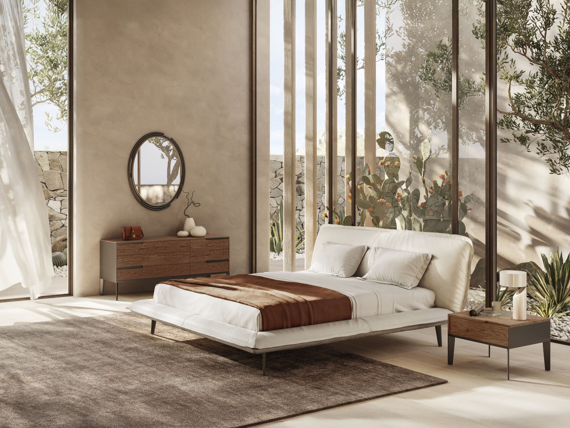 Кожаная мягкая двуспальная кровать Natuzzi Italia PIUMA ARCH-00130406 - Вид №8