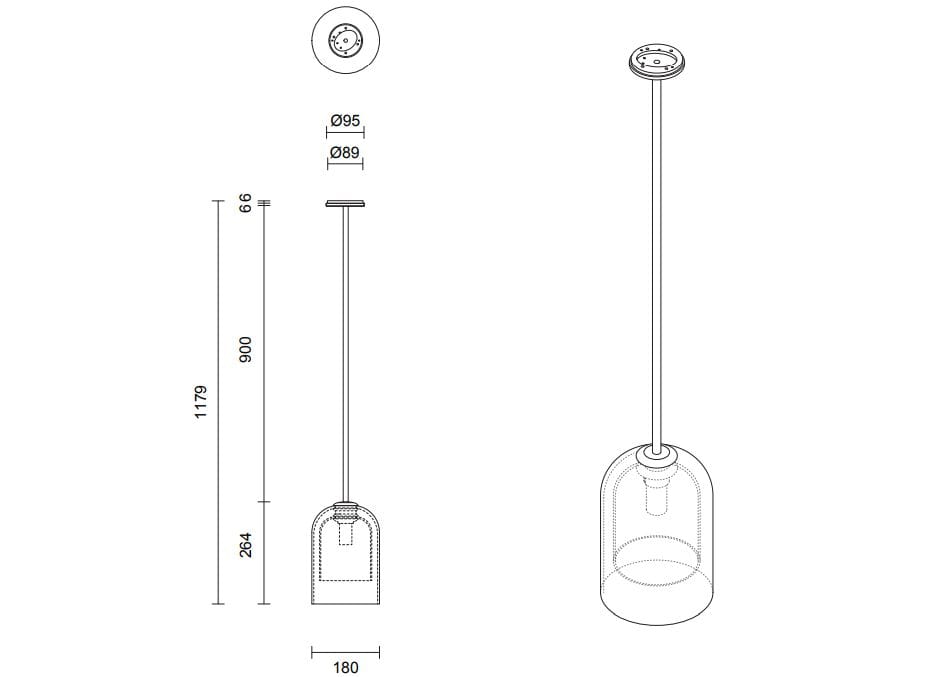 Подвесной светильник из стали и стекла Articolo Studios Lumi ARCH-00092123 - Вид №6