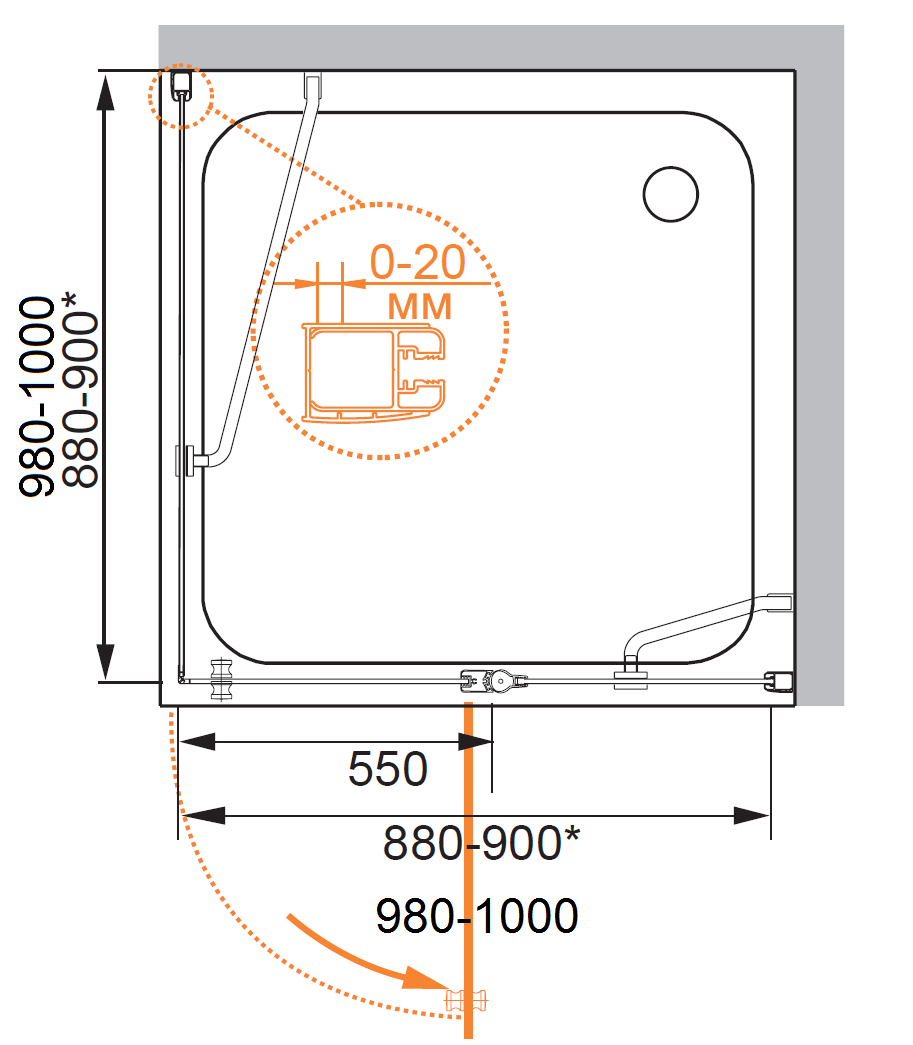 Душевой уголок CEZARES ELENA-W-A-12-90-C-Cr - Вид №4