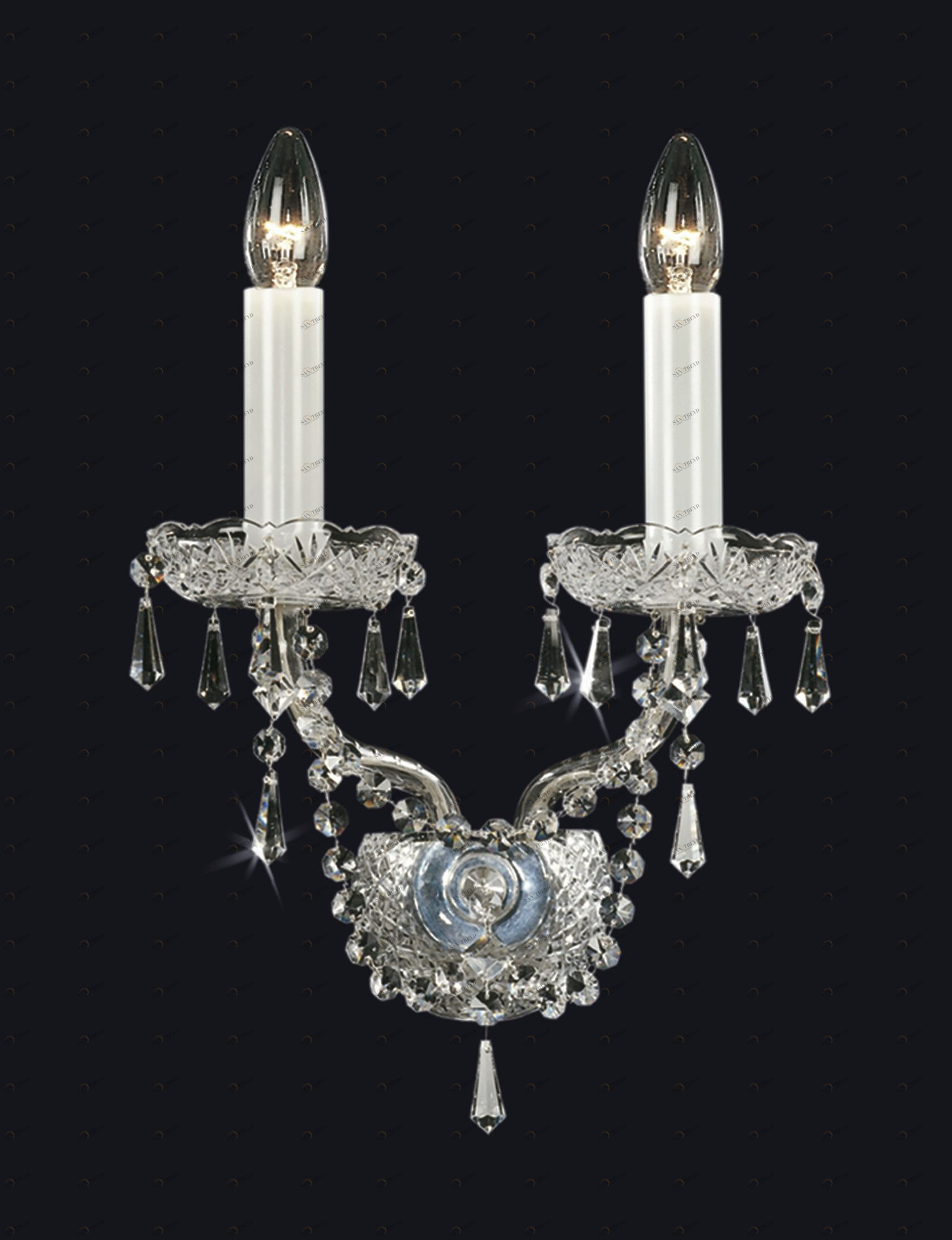 Traditional bathrooms Настенный светильник CHARLES из хрусталя на 2 рожка из BOHEMIAN CUT CRYSTAL TB-WL-00-002 