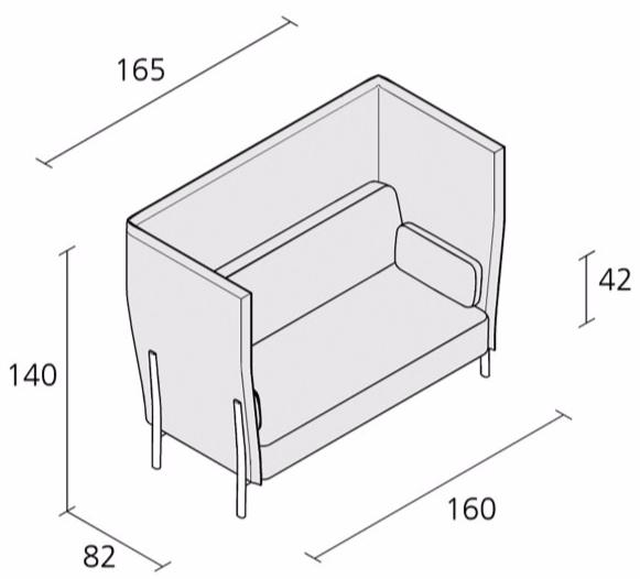 Alias 2-х местный тканевый диван с высокой спинкой Eleven high sun-id-1404860 - Вид №2