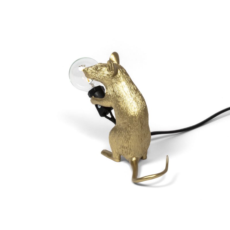 Настольная лампа 12,5х5 см золотая Mouse Lamp Gold Mac 15071 GLD SELETTI ЖИВОТНЫЕ, МЫШЬ 00-3882458 Золото  - Вид №6
