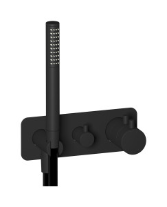 Термостатический настенный клапан для душевого смесителя с двухходовым дивертером и душевым гарнитуром. WE ARE IB mt613np Matt Black MilanoTorino