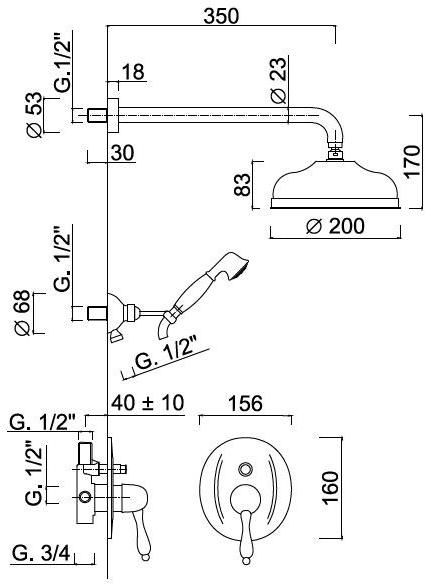Rubinetteria Giulini Душевой набор с лейкой Harmony - harmony crystal 9511kb - Вид №1