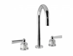 271001.PP0.00 Раковина с тремя отверстиями, ручкой и декорированным латунным кольцом Золото 24К