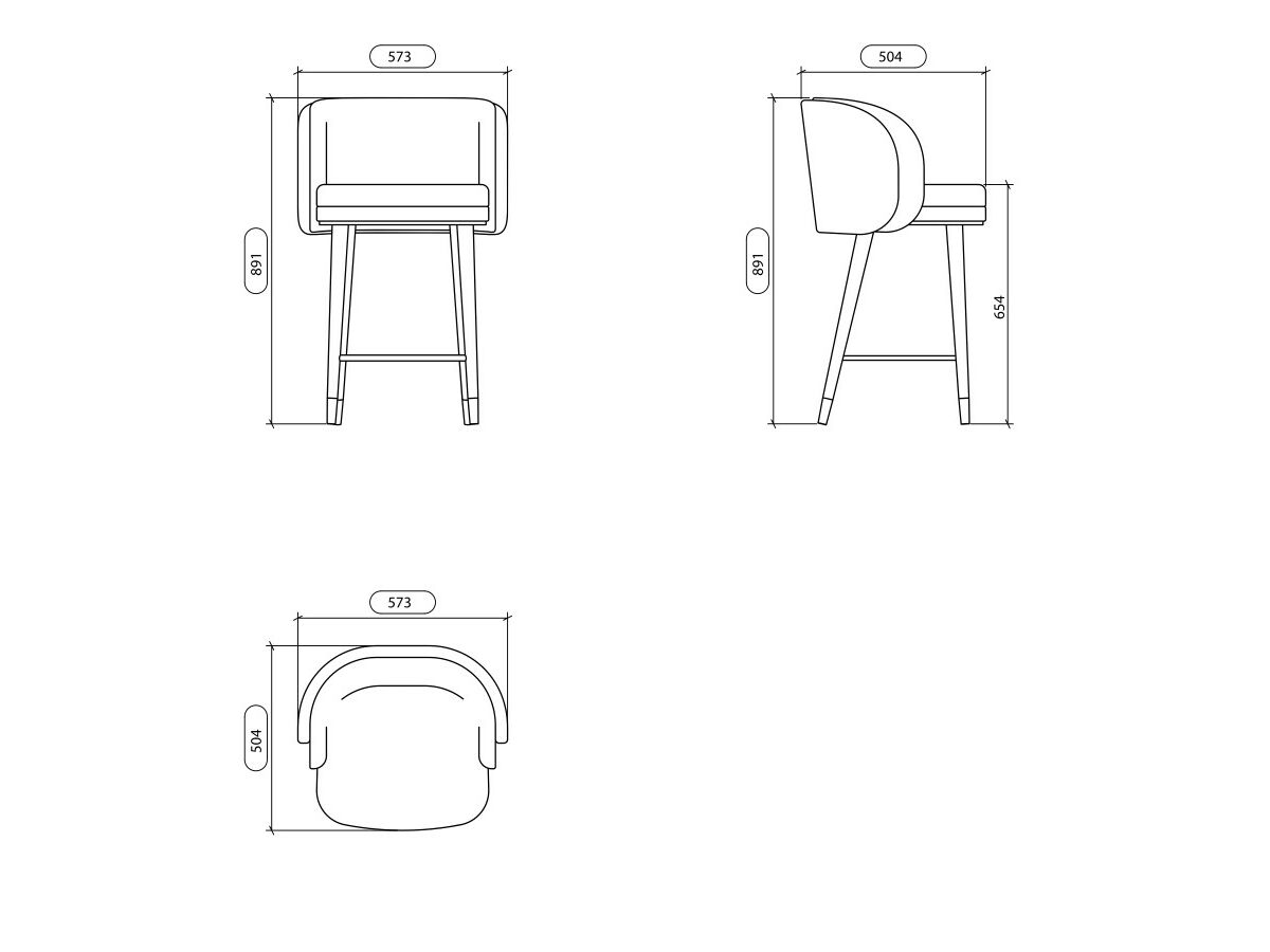 Высокий тканевый мягкий стул с подлокотниками Laskasas Essence ARCH-00035022 - Вид №5