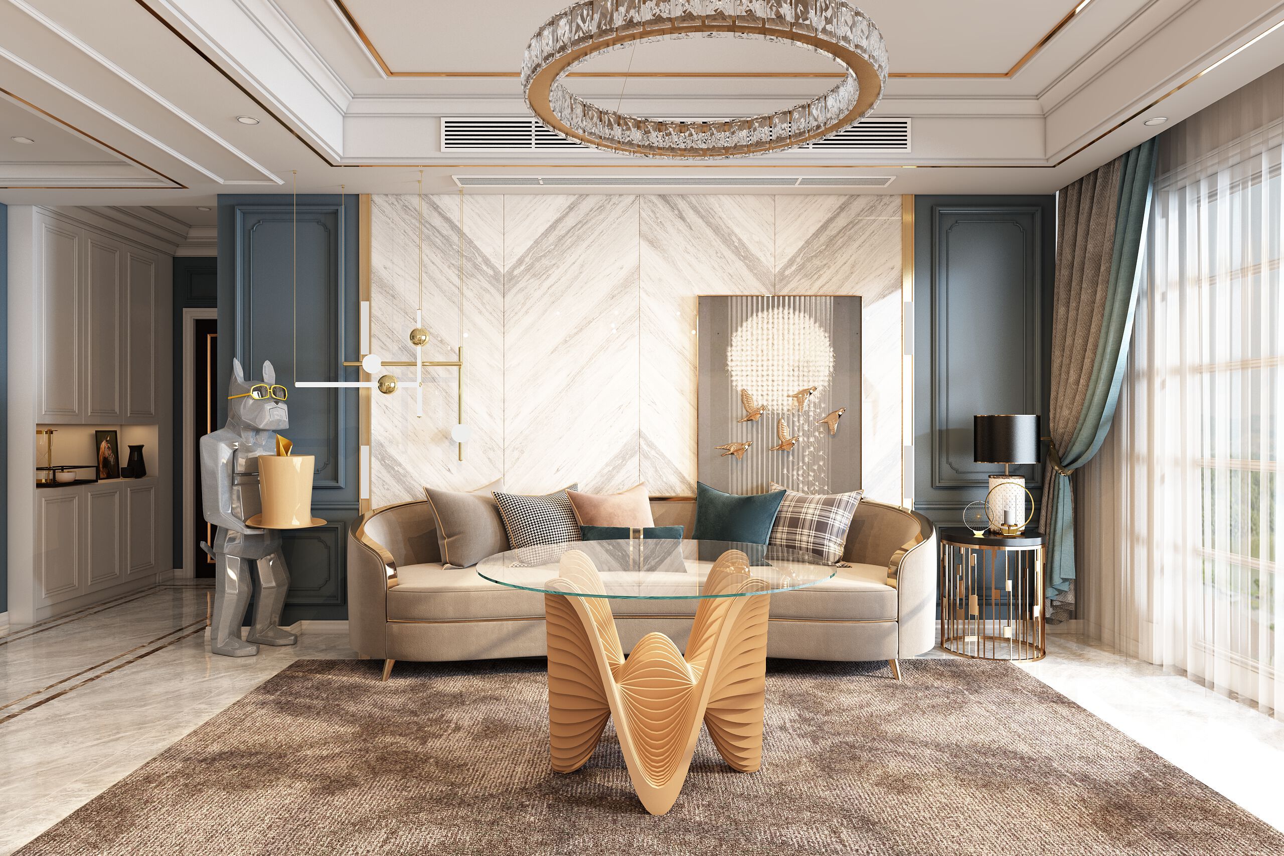 Круглый стол из дерева и стекла MYWOODREAM ANDROMEDA ARCH-00123135 - Вид №1