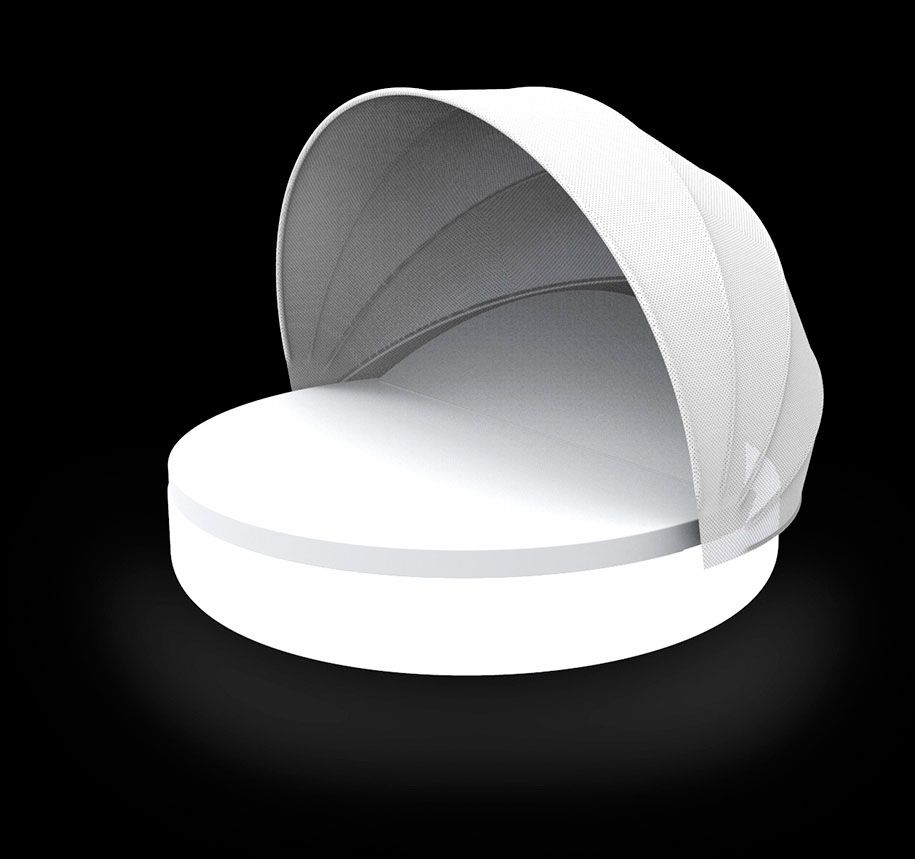 088438 Кровать Ulm c откидной спинкой и складным навесом LED Vondom Vela