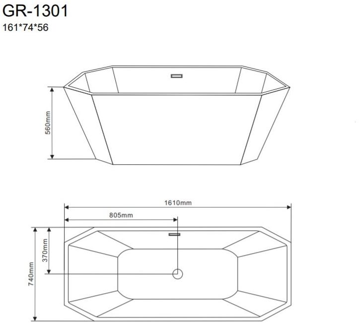 Ванна отдельностоящая GR-1301 (161x74x56) GROSSMAN  - Вид №2