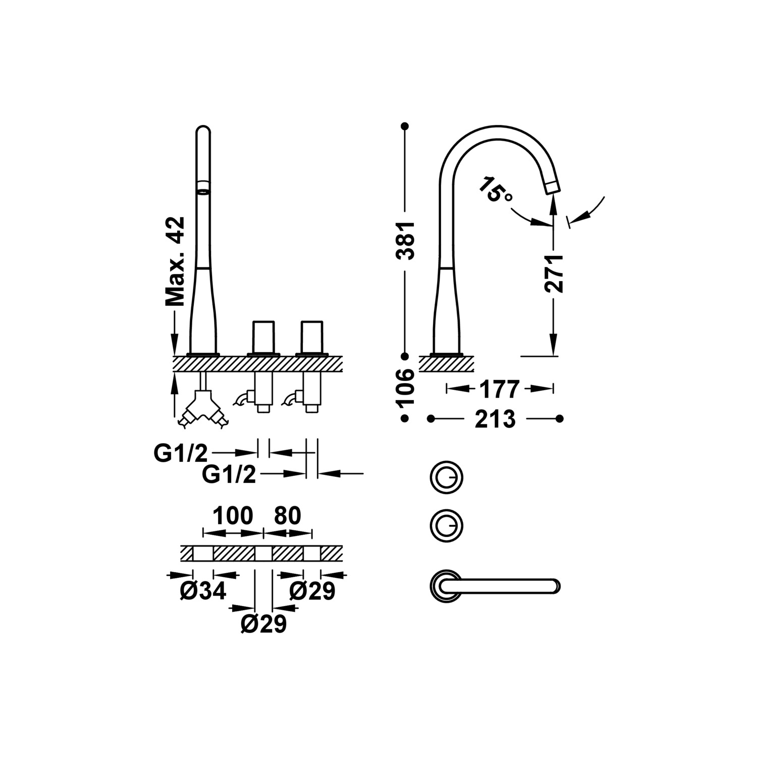 Кран с двойным управлением CANIGÓ PLUS для столешницы-21810502 TRES Canigo - Вид №1