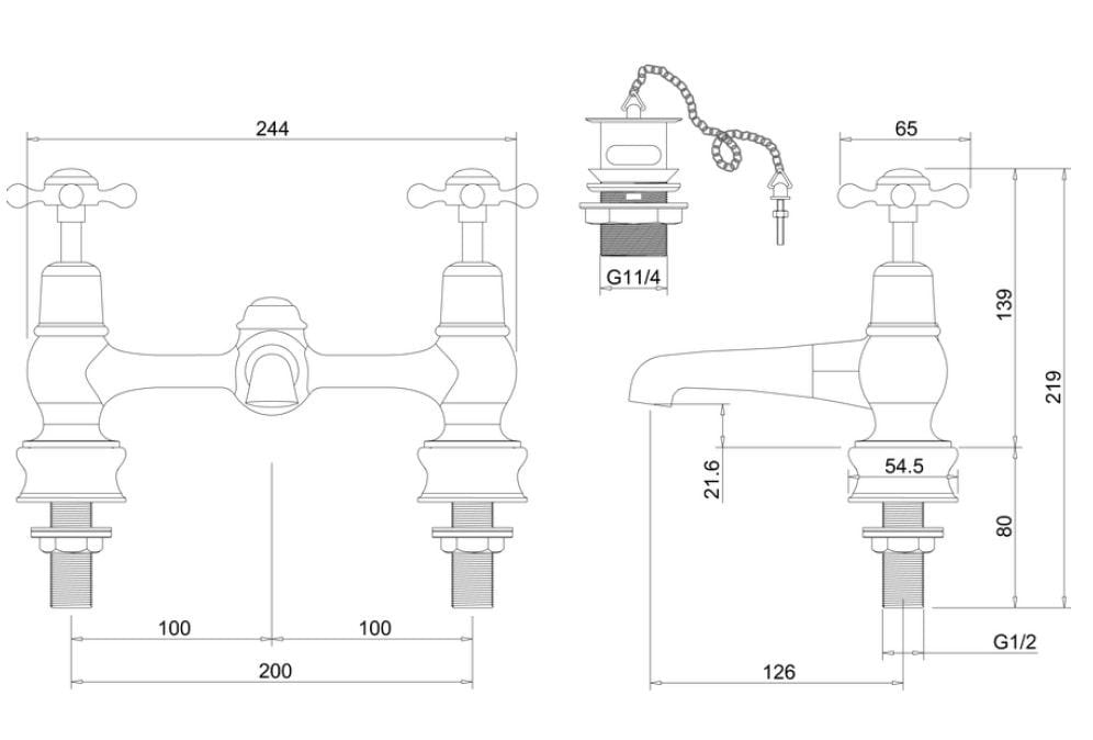 Напольный смеситель для раковины Burlington CLAREMONT REGENT ARCH-00081921 - Вид №5
