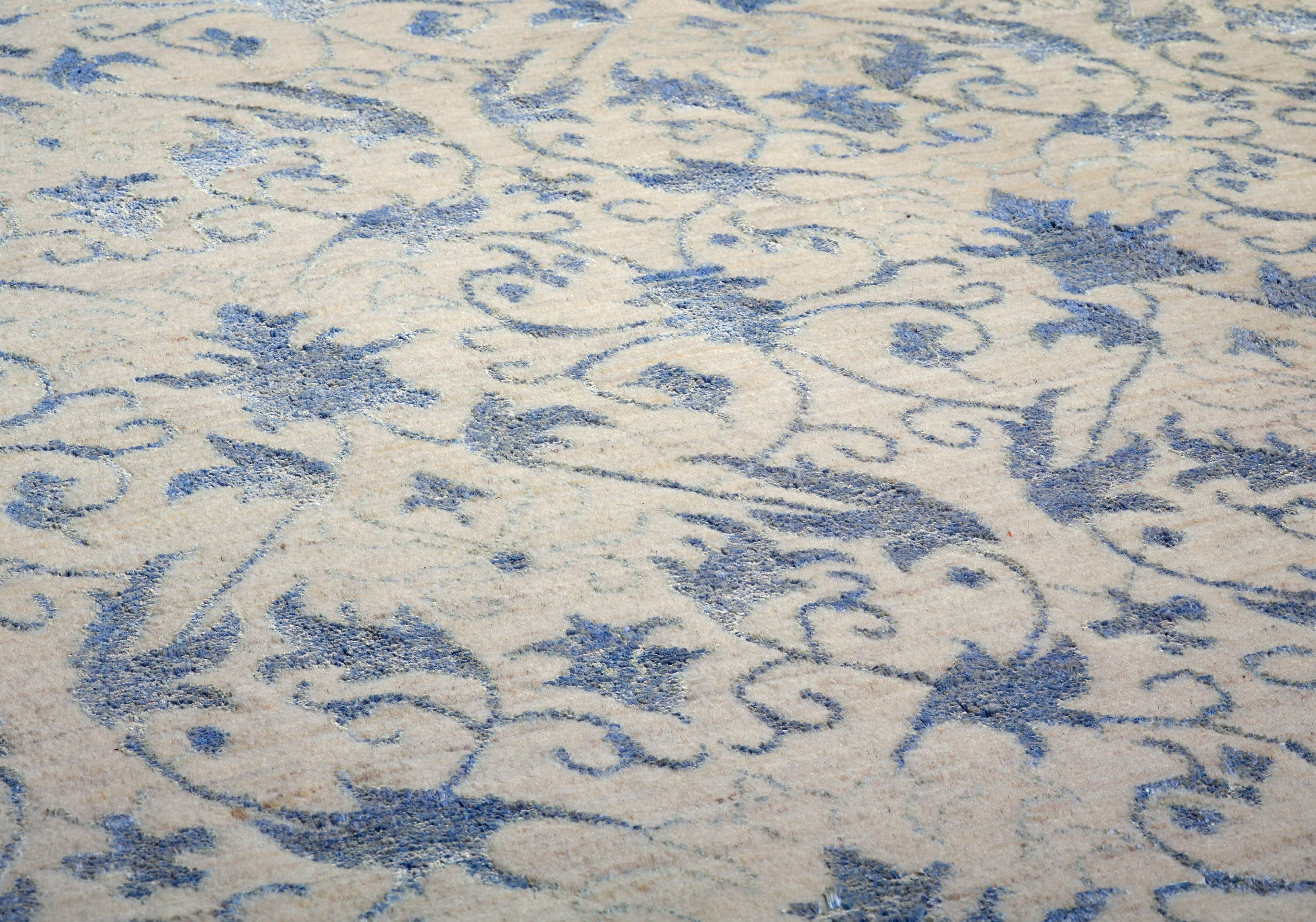 Ковер с прямоугольным рисунком из шерсти и шелка Zollanvari Isfahan Celadon-дизайнер ARCH-00089124 - Вид №1