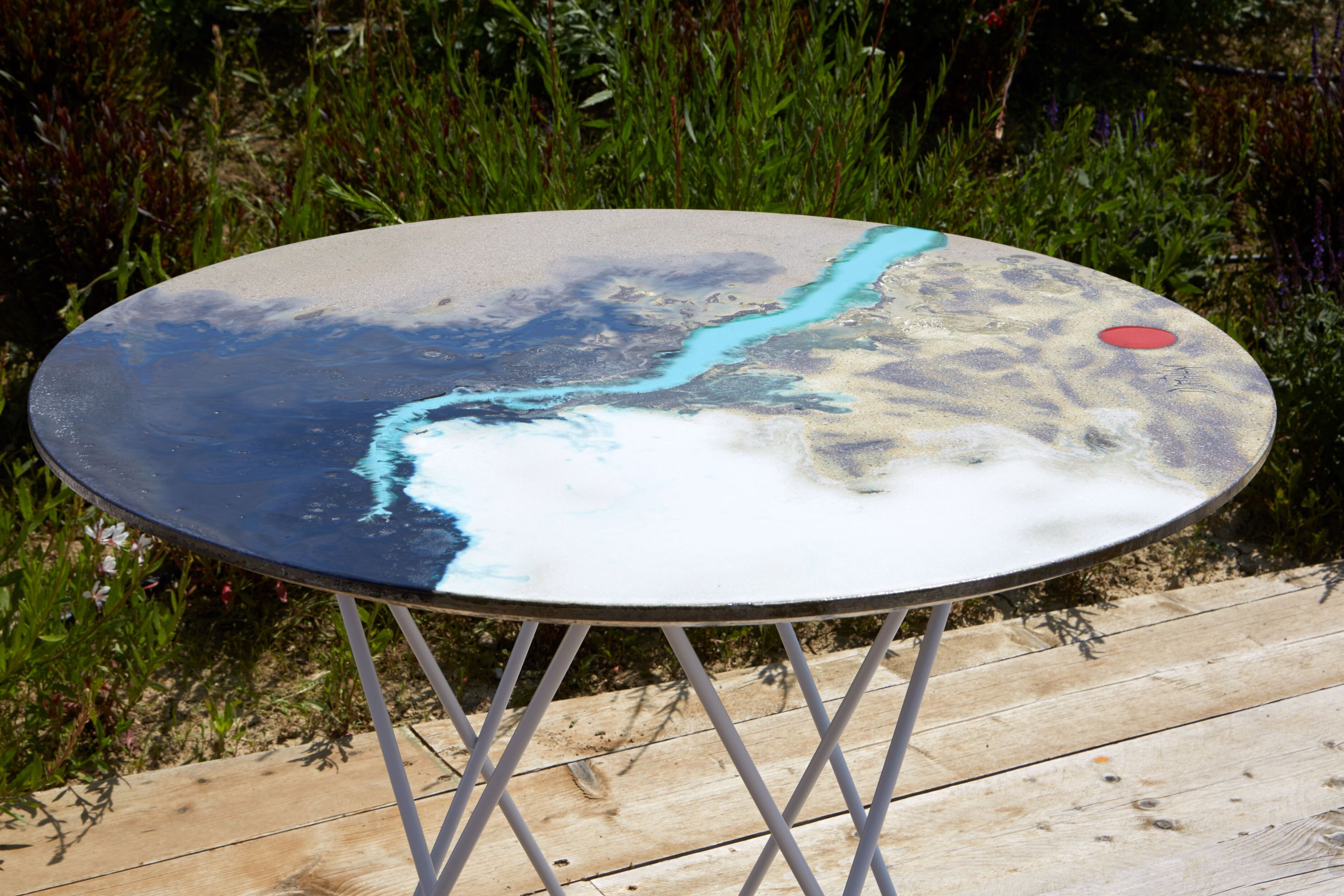 Круглый стол из фаянса и нержавеющей стали DOMIZIANI современный ARCH-00074504 - Вид №2