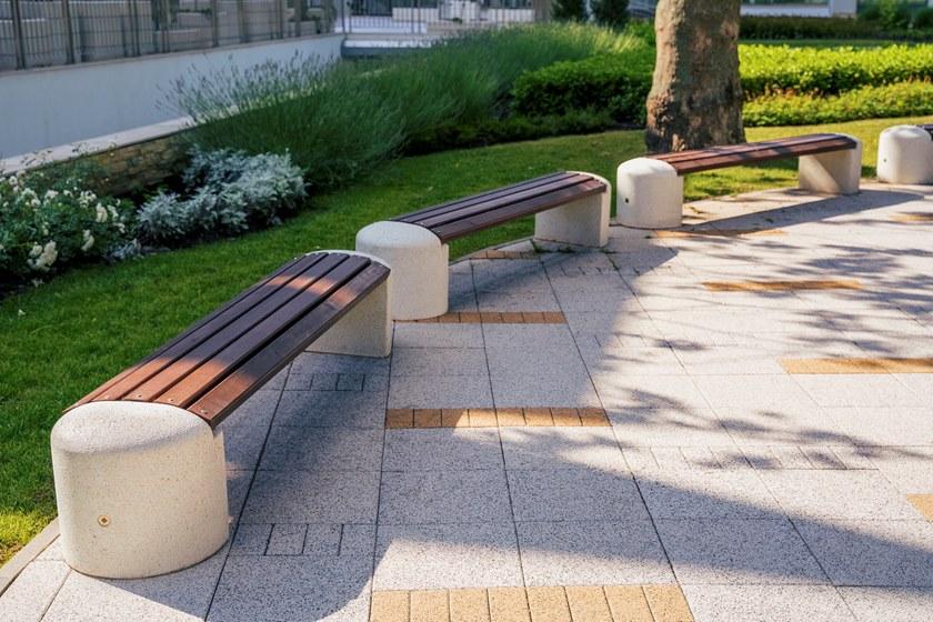 ENCHO ENCHEV - ETE Скамейка из бетона и дерева без спинки  40  - Вид №4