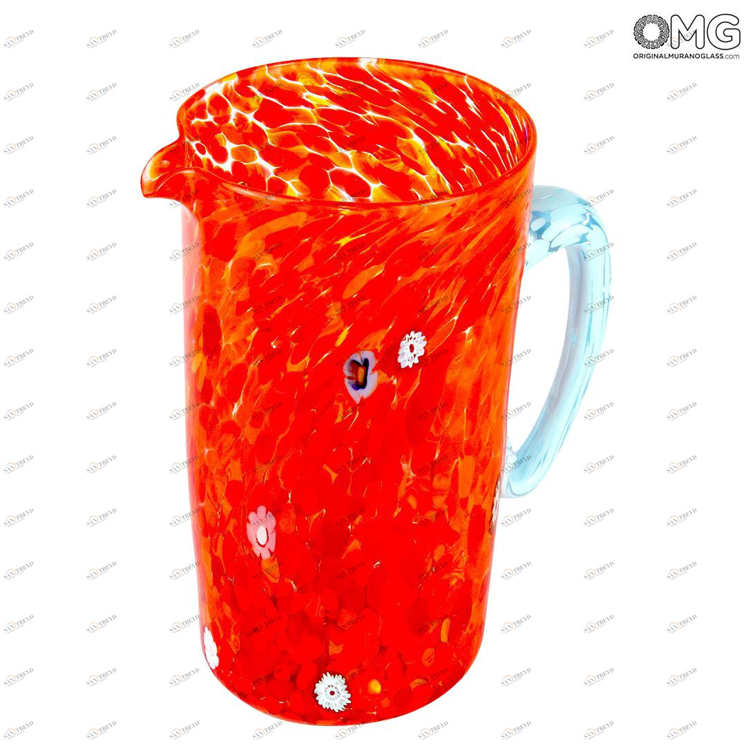 2942 ORIGINALMURANOGLASS Кувшин для вина и воды Монохром - Красный - Original Murano Glass OMG 18 см 