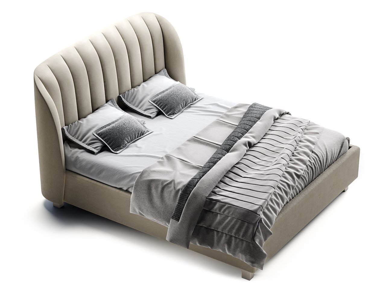 Кровать двуспальная 180х200 серая Tulip THE IDEA ДИЗАЙНЕРСКИЕ 210653 Серый  - Вид №1