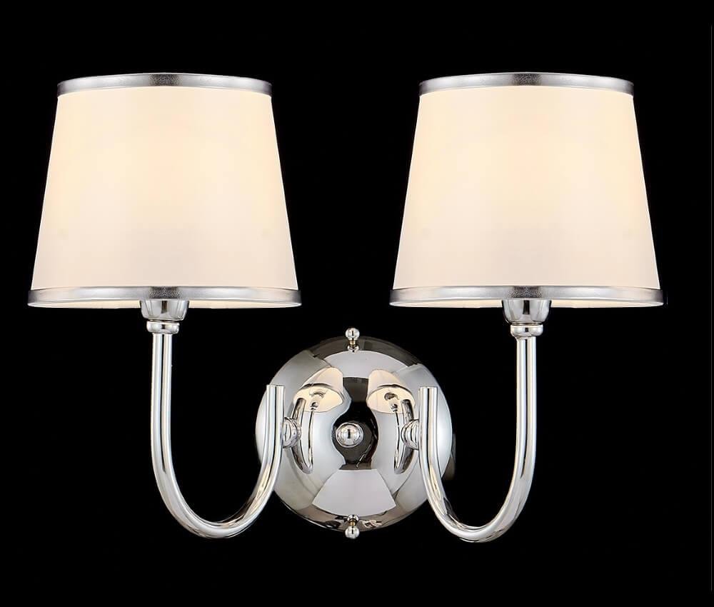 Бра металлическое с абажуром на 2 лампы серое Favor Chrome FAVOR AP2 CRYSTAL LUX FAVOR 00-3931754 Серый  - Вид №1