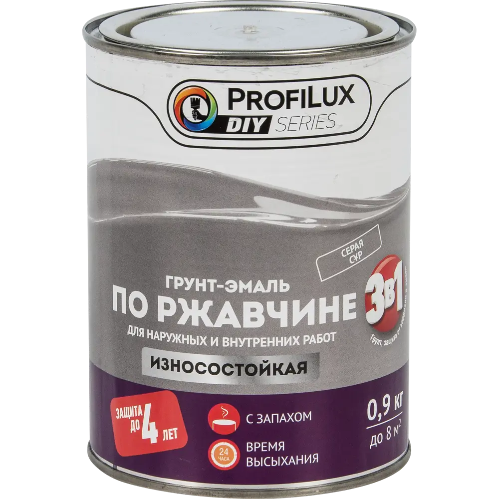PROFILUX Грунт-эмаль 3 в 1 для защиты металла от ржавчины, серый 0.9 кг 11843492 STLM-0001531 - Вид №1
