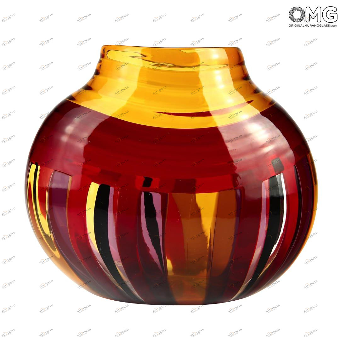 2507 ORIGINALMURANOGLASS Дутая вазочка из муранского стекла - Adriano Dalla Valentina - Original Murano Glass OMG 23 см 