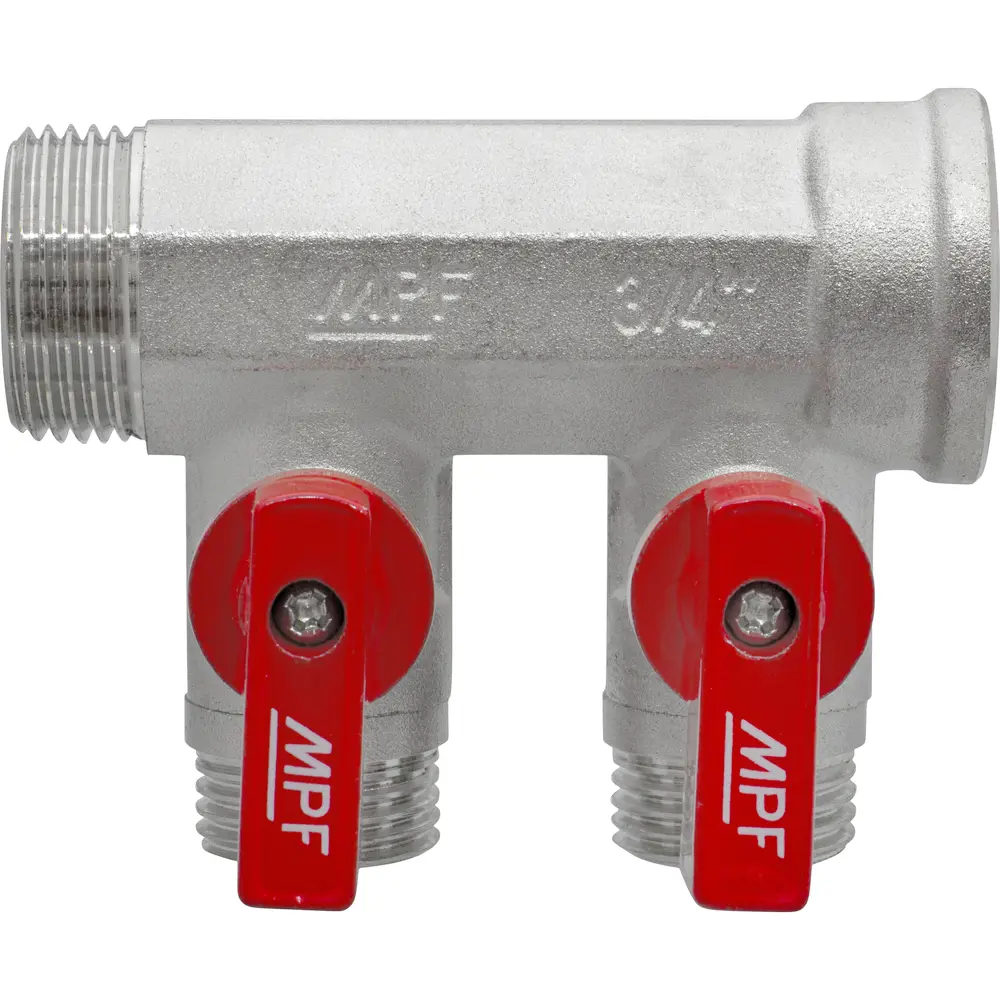 Коллектор с кранами MPF на 2 выхода 3/4"x1/2" наружная резьба 87886410 STLM-2089899  - Вид №2