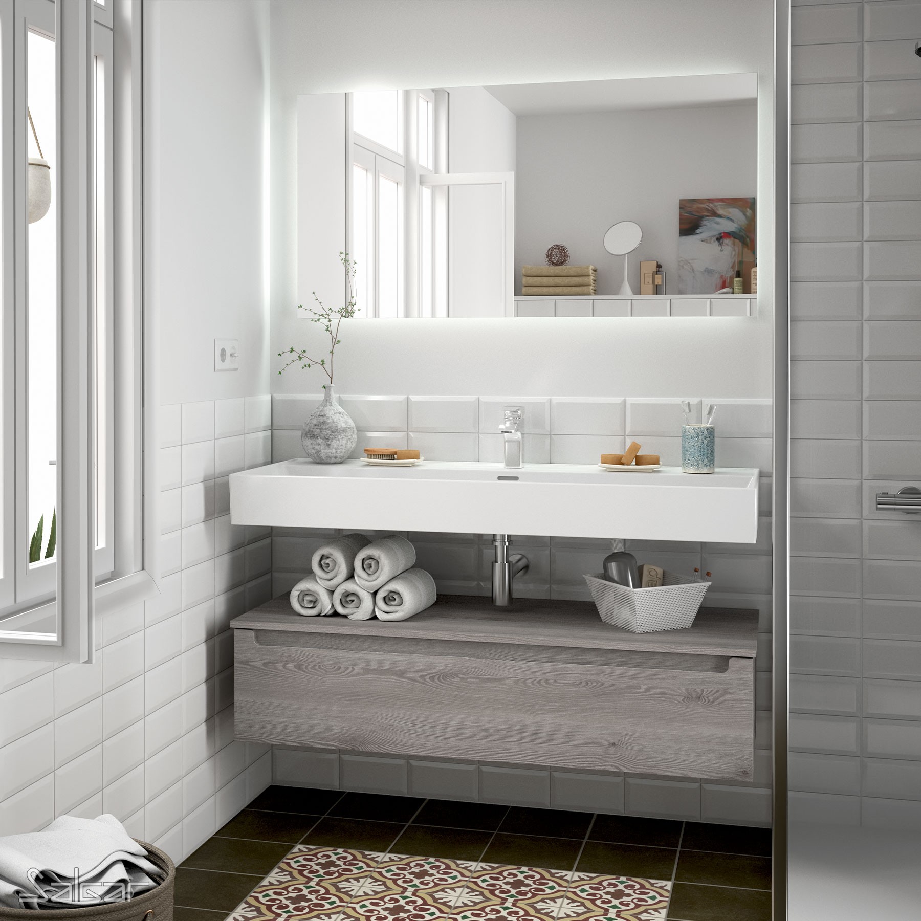 24177 SALGAR Раковина VENETO 1210 1 раковина БЕЛЫЙ ФАРФОР 1210 x 120 x 460 мм - Вид №3