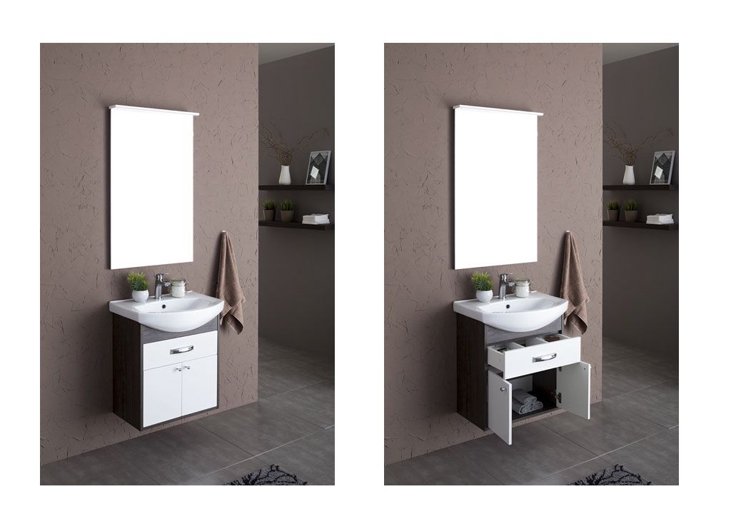 Мебель для ванной Aquanet Грейс 60 дуб кантербери/белый (1 ящик, 2 дверцы) 00198801 - Вид №5