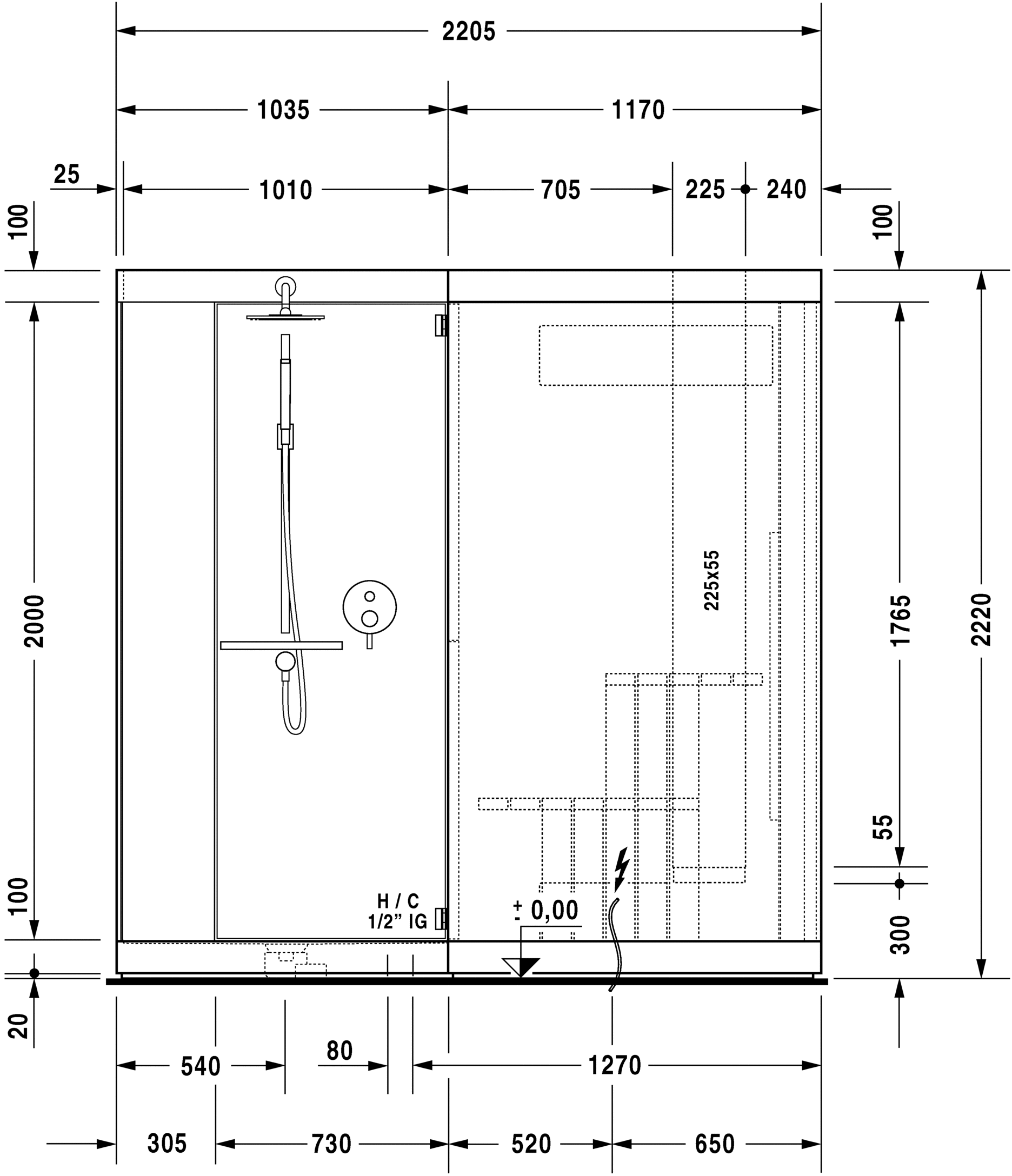 750313002011001 Сауна Inipi Ama, пристенный и угловой вариант Inipi #7503 2350 x 2205 x 2220 мм
Исполнение: американский орех (нат.шпон) Белый глянцевый декор Duravit  - Вид №4