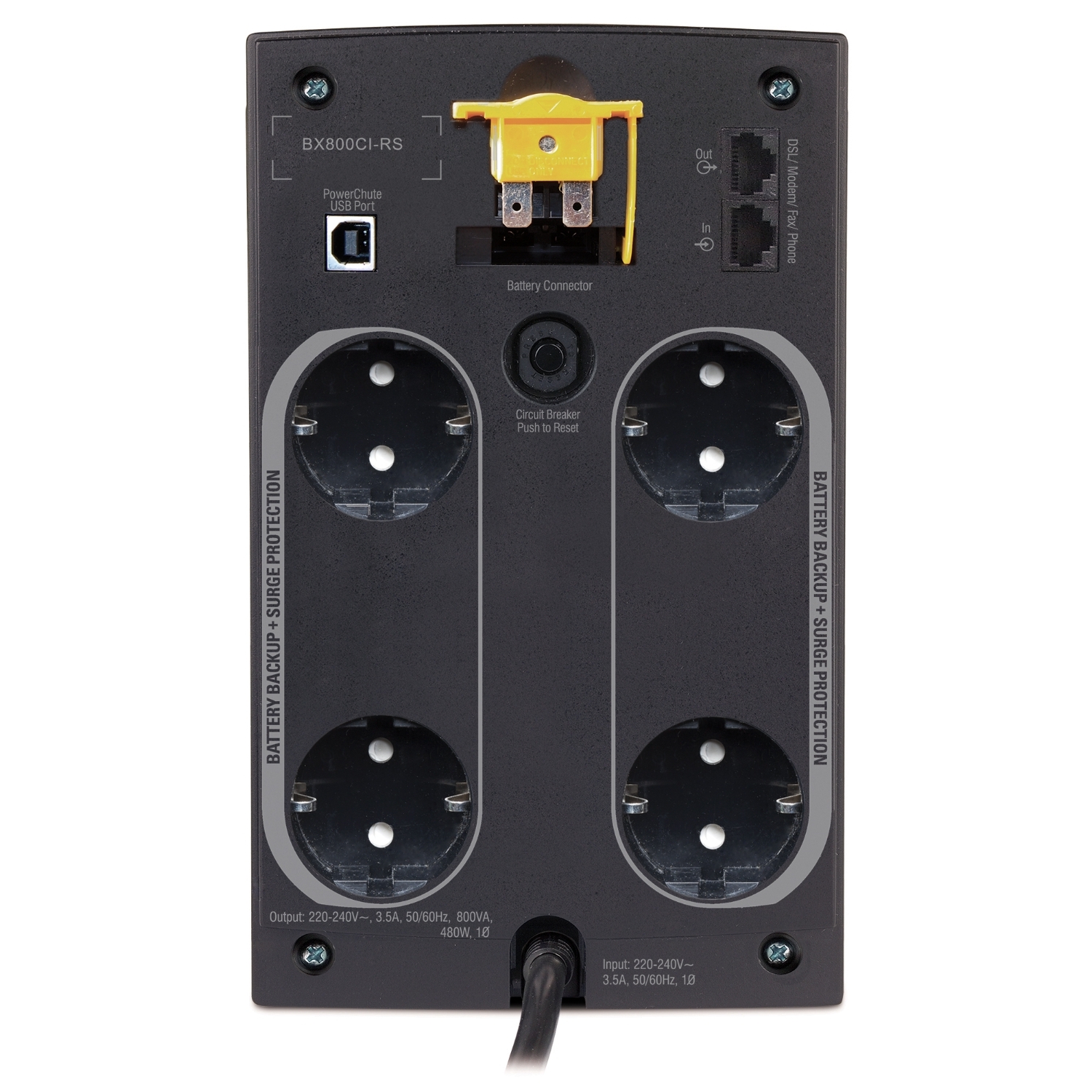 BX800CI-RS ИБП APC Back-UPS 800 ВА 230 В, авторегулировка напряжения, разъемы Schuko, СНГ Schneider Electric 