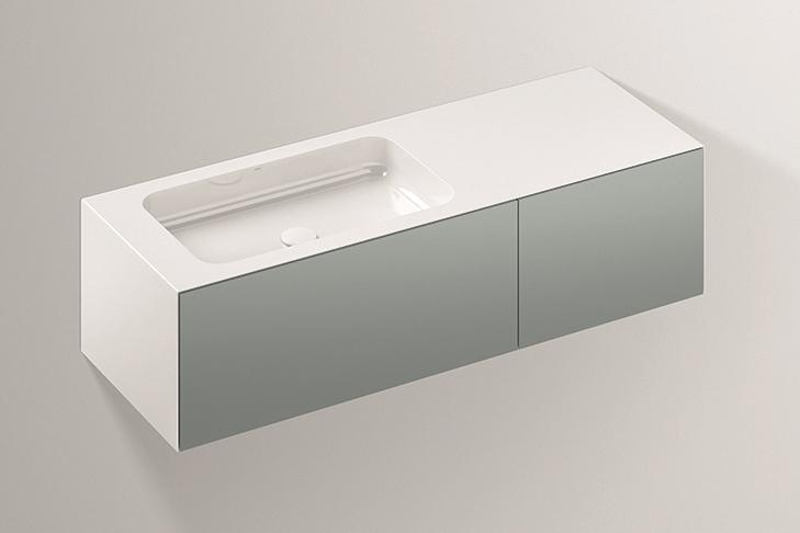 5158510000 Умывальник с тумбой, wp.folio8, белая, proshield, лакированная, шелковисто-матовый блеск, серый Alape серия FO (Folio) 