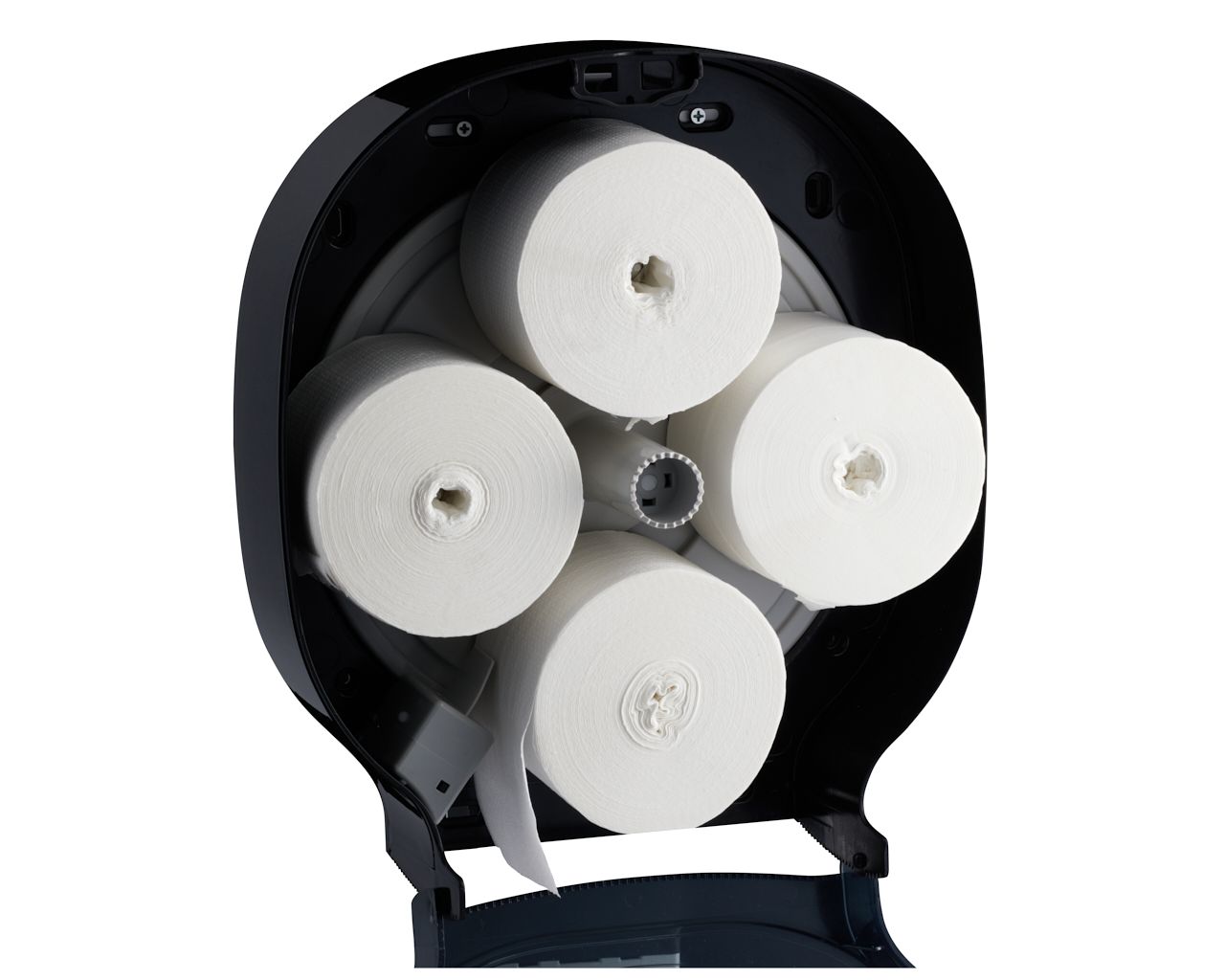 BEC302 Контейнер для четырех рулонов туалетной бумаги без сердцевины ONE, пластик АБС, черный Merida  - Вид №3