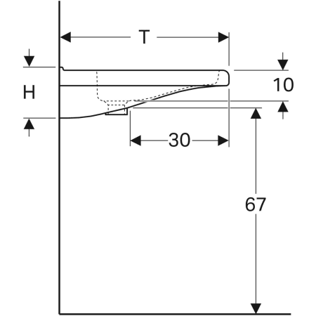 128667000 Раковина Geberit Renova Comfort Square, безбарьерная Geberit  - Вид №4