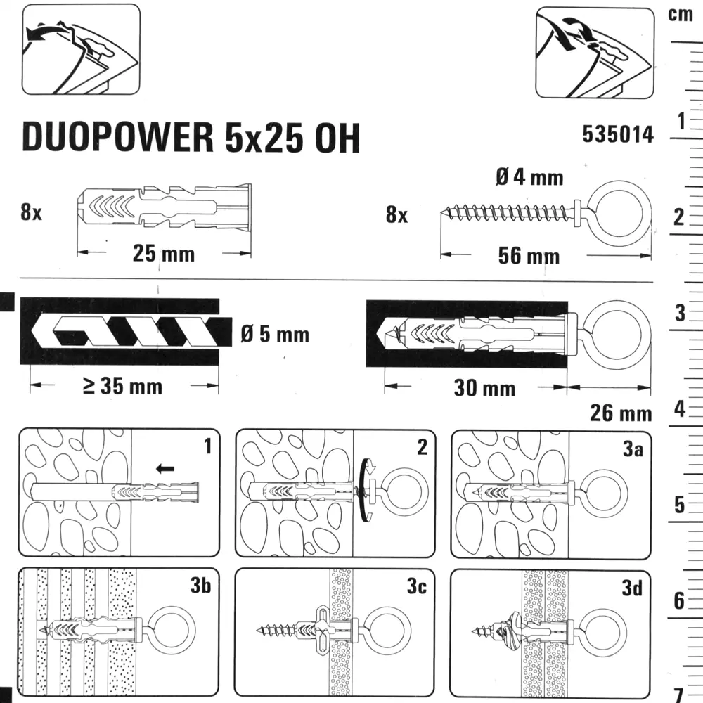 Дюбель для всех типов стен Duopower 5x25 мм крюк-кольцо цвет серый/красный 8 шт. 81872005 STLM-2160571 FISCHER  - Вид №3