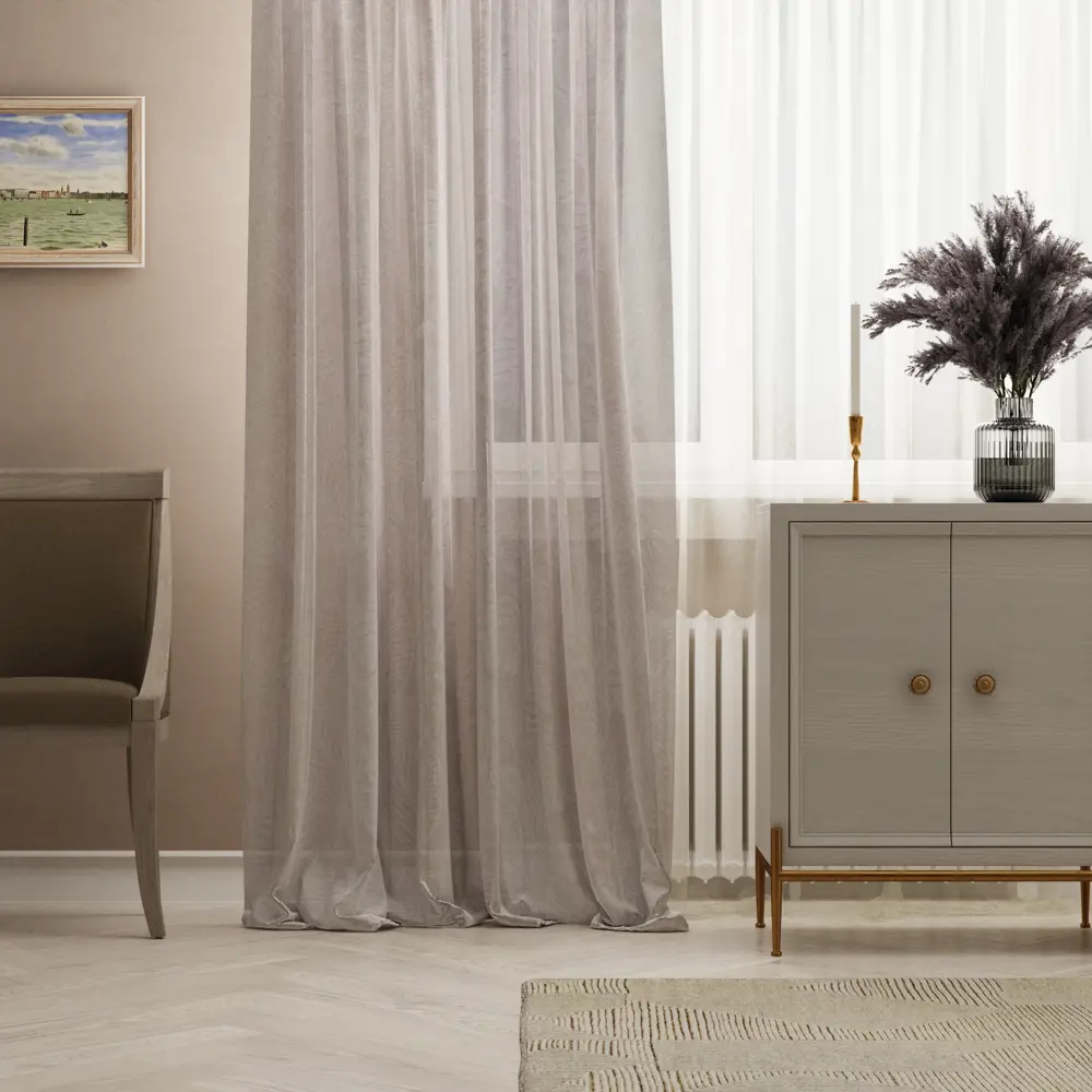 Тюль на ленте Inspire Perce 250x280 см цвет бежевый 83561987 STLM-2008815 