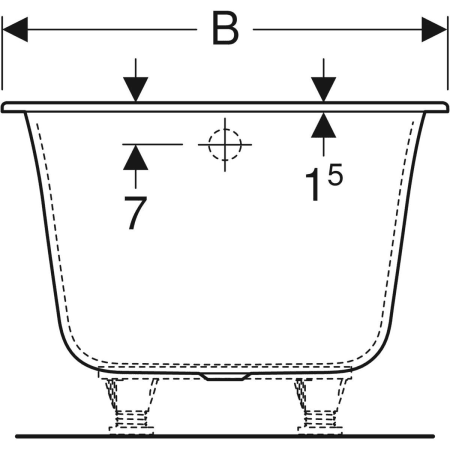 554.044.01.1 Прямоугольная ванна Geberit Soana, узкий край Geberit  - Вид №4
