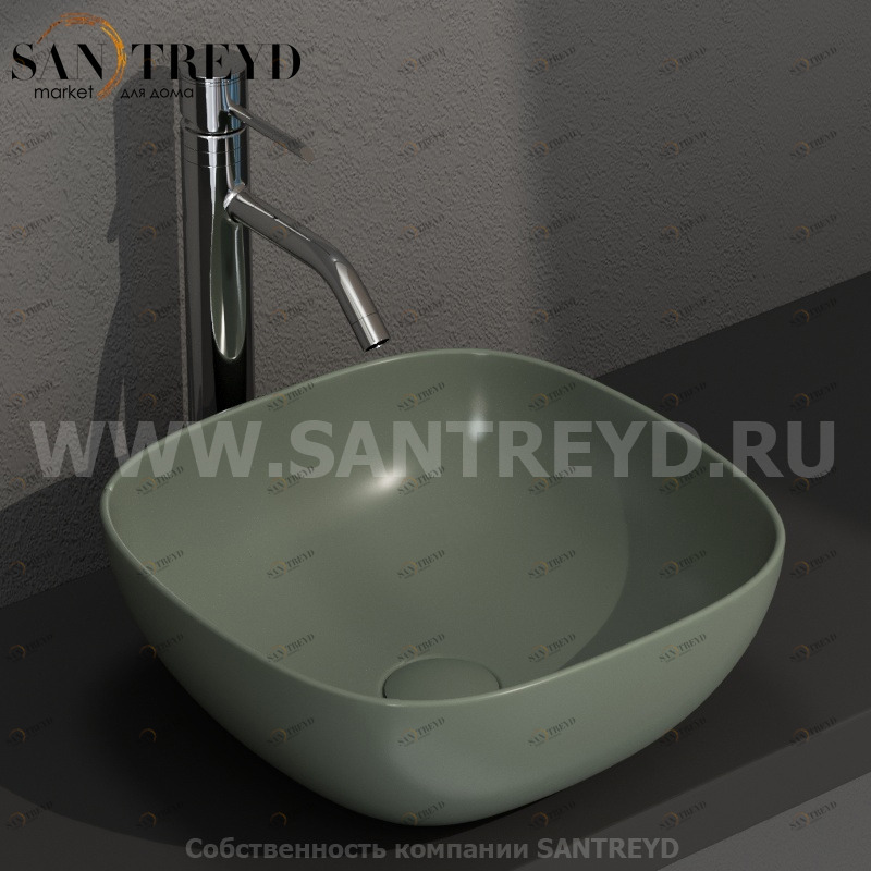 B6Q38FE Накладная раковина на столешницу  квадратная Ceramica Globo T-EDGE